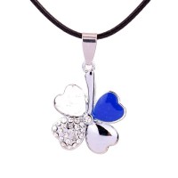 COLLAR TRÉBOL AZUL PLATA CRISTAL